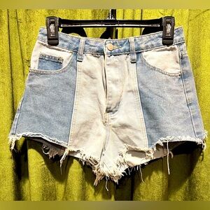 SHEIN Blue Jean Shorts High-Waisted Distressed